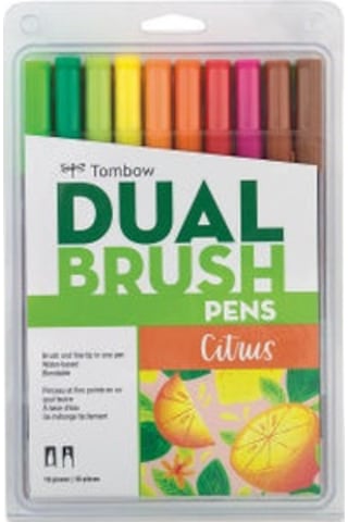 Tombow Ab-T Dual Brush Pen G.Kalemi Seti 10 Renk 56196 Citrus