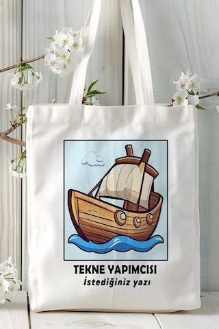 Art Hediye Tekne Yapımcısı Baskılı Bez Omuz Çantası Kişiye Özel Model 3 Çok Renkli