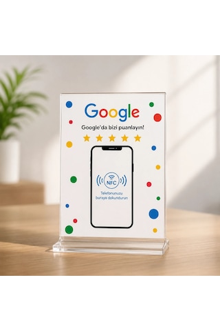 Yorum Kartı Google İçin Nfc Akıllı Değerlendirme Standı Pleksi Masaüstü
