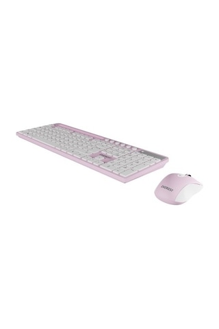 Pembe/beyaz Kablosuz Q Multimedia Klavye Ve Mouse Seti, Şık Tasarım