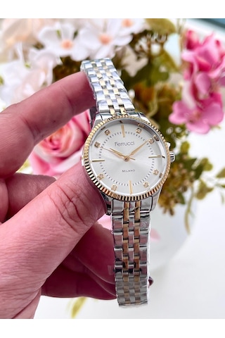 Ferrucci Fc60783 Retro Model Çelik Jübile Kordon Sade Şık Kadın Kol Saati Altın - Gümüş