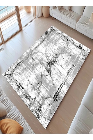 Blghome Mermer Desen Modern Halı Dekoratif Kilim Gri