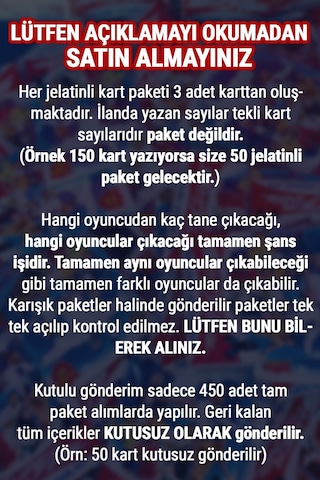 Süper Final Boş Kutu Yanında 15 Adet Futbolcu Kartları 5kart Her Pakette 3 Adet Toplamda 15 Kart