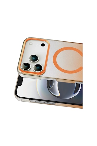 Newface - 142 - Apple iPhone Uyumlu 17 Pro Max Glossy Magsafe Kapak - Glblseme - - Turuncu