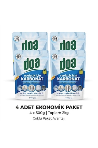 Doa Temizlik İçin Karbonat 2000 Gr Çok Amaçlı Temizlik Karbonatı Ev, Mutfak, Banyo Ve Yüzey Temizliği Doa Karbonat 4'lü Set