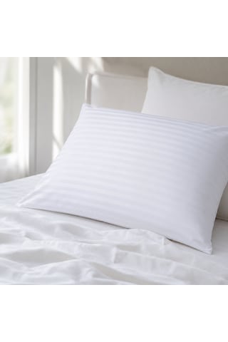 Beyaz Pamuk Saten Çizgili Yastık Kılıfı 50x70 Cm 83 Tel 1 Cm Şeritli Otel Tipi Yumuşak Nefes Alan Pamuklu Saten Yastık Kılıfı 2'li Set