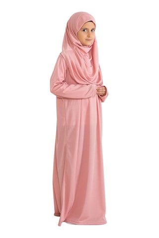 İki Parça Çocuk Elbisesi Seti Eşarp İle Takım Pudra