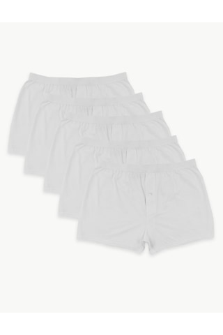 Marks & Spencer Saf Pamuklu 5'li Nefes Alabilir:trade Mark: Boxer Seti Beyaz
