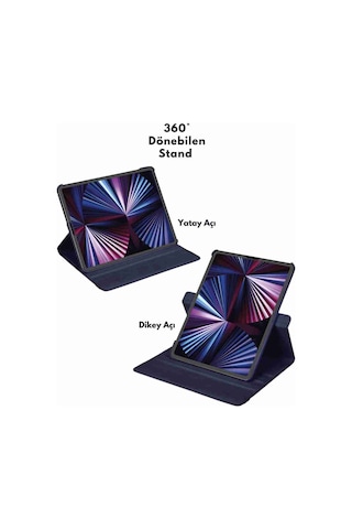 Huawei Honor Pad 10 12.1" Uyumlu Standlı 360 Yatay Dikey Dönebilen Deri Tablet Kılıfı Kapaklı Kılıf