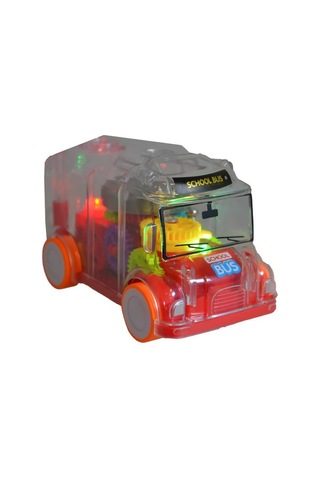 Ctoy Işıklı Sesli Şeffaf Minibüs Kırmızı