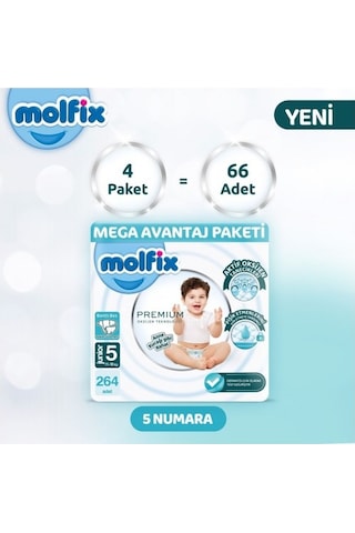 Molfix Premium Avantajlı Paket 66'lı x 4 264 Adet PKT.MOLFIX.105 5 Numara