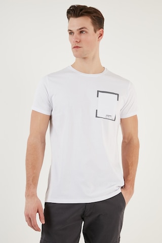 Buratti Bisiklet Yaka Pamuklu Slim Fit Erkek T Shirt 541Rework Beyaz