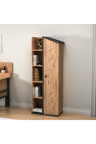 Arnetti Valerin Kitaplık Raflı Kitaplık Atlantik Çam Antrasit