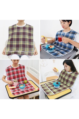 Neevoyu Yemek Örtüsü Yetişkinler İçin Su Ve Yağ Geçirmez Çift Katlı 45x90 Cm Mavi Kare Desenli Beslenme Fantezi Mavi