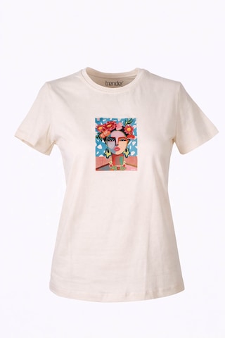 Trender Tablo Bask Bej Kadın T-shirt 26yl71595003 Bej