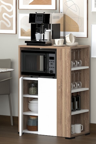 Yel Çok Amaçlı Dolap, Kahve Köşesi, Kiler Dolabı, Mutfak Erzak Dolabı, Mini Mutfak Dolabı, Kitaplık Kahverengi