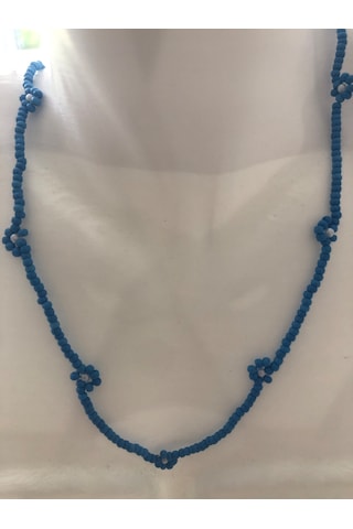 Lim10lubahçe Mavi Çiçekli Boncuk Kolye