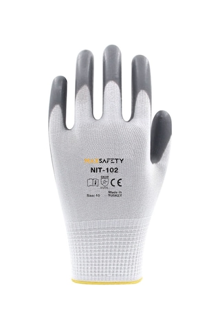 Nitril Kaplı Eldiven Gri - Beyaz No: 8 - 9 - 10 Rm Nıt-102-10