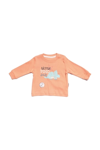 Bebegen Erkek Bebek Ekru Turuncu Little Dinolu Baskılı 2'li Body Set Çok Renkli