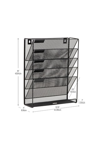 Mind Reader Floor Oder Mounted Magazine Rack, Black Metal Mesh