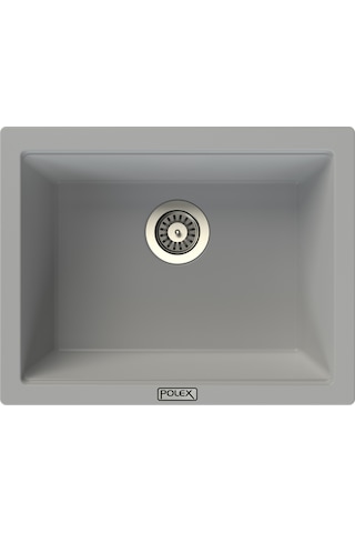 Polex Cristalüx Granit Evye P-09 Gri Tezgah Altı Ve Tezgah Üstü Kare Mutfak Evyesi 55.5x43.5 CM