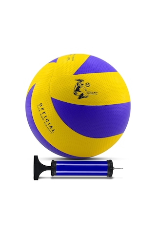 Telvesse Yapıştırma Voleybol Topu Pompalı Set Soft Touch İç-dış Mekan Uygun 8 Panel Mavi 280 Gram Çok Renkli