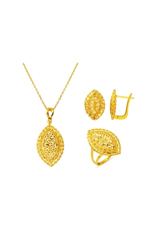 Bilezikci Markiz Yaşam Çiçeği 14 Sarı Altın 3'lü Set Stlbs14k30081