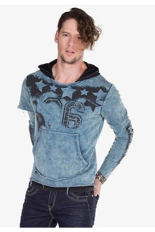 Cipo & Baxx Cl279 Baskılı Taş İşlemeli Erkek Kapşonlu Sweatshirt 001