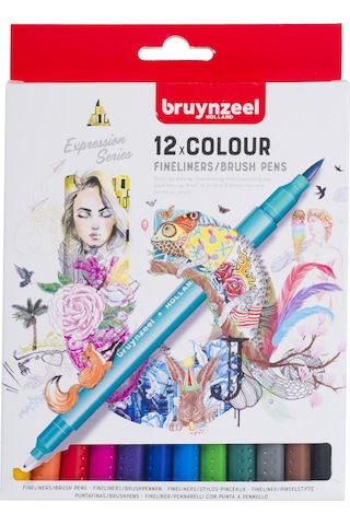 Bruynzeel Fineliner-brush 12'li Çift Taraflı Kalem Seti 60325012