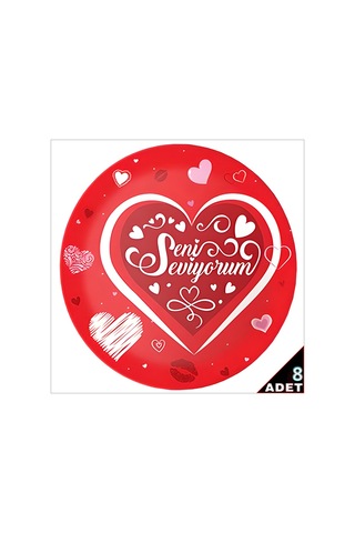 Seni Seviyorum Karton Tabak - 22cm x 8 Adet