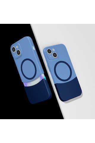 Biriva Home İphone 13 Kılıf M-safe Şarj Özellikli Mıknatıslı Duble Kapak - Gri Gri