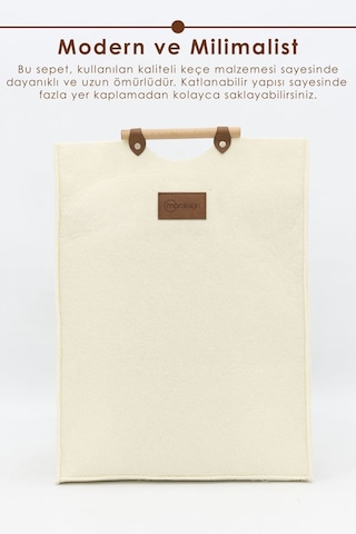 Keçe Çocuk Oyuncak/kirli Çamaşır Depolama Sepeti, Çok Amaçlı Saklama Sepeti, Bolivya Serisi Krem