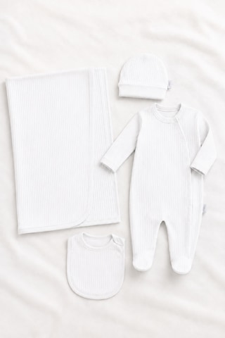 Babyhola Unisex Yenidoğan Hastane Çıkışı 4lü Set 13984 Beyaz