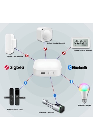 Tuya Uyumlu Type-c Girişli - Zigbee + Bluetooth Hub Gateway