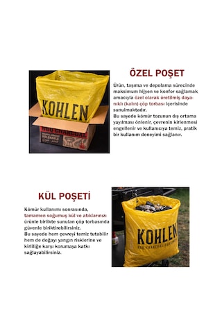 KOHLEN Doğal Meşe Mangal Kömürü Bbq Özel | Boylanmış | Doğal | 5 Kg