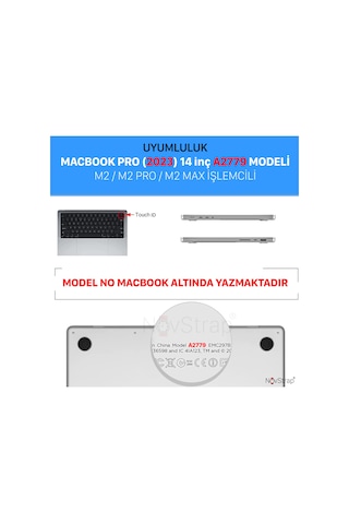 Apple Uyumlu MacBook Pro 2023 14 inç M2 Pro/Max A2779 Kılıf Sert Parlak Üst ve Alt Koruma Kapağı