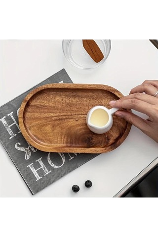 Koyu Kahverengi Wıkhostar Ahşap Tatlı Tabağı Sofra Masif Ahşap Yuvarlak Tatlı Tabağı Japon Tarzı Ahşap Tepsi Tabak 56639506