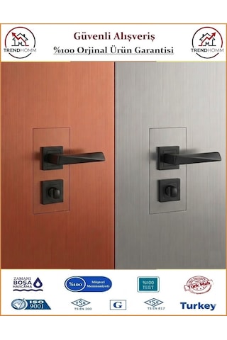 Grossavm Prizma Rozetli Wc Banyo Kapı Kolu - Mat Siyah - 1 Takım Ön Ve Arka
