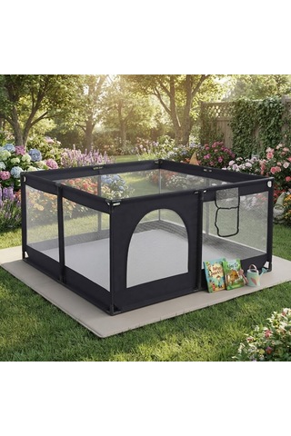 Missidea Bebek Ve Çocuk Siyah Oyun Parkı Güvenli Oyun Alanı 120x120 Cm