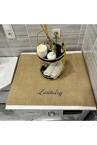 Laundry Duck Keten Su Geçirmez Ve Kirlenmez Çamaşır Makinesi - Buzdolabı - Bulaşık Makinesi Örtüsü Kahverengi - Siyah