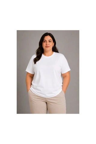 Butik İstanbul Battal Big Size Basic Tişört Bisiklet Yaka Rahat Kalıp T-shirt - Beyaz