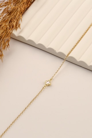 Çgk Çiğdem Gürel Kuyumculuk 14 Ayar Beyaz Yonca Altın Bileklik Gold