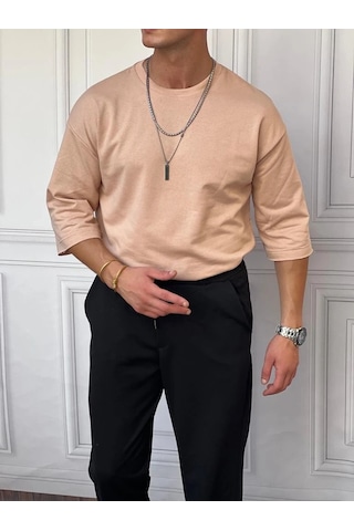 Modefendi İki İplik Fakir Kol Oversize Tshirt Giri