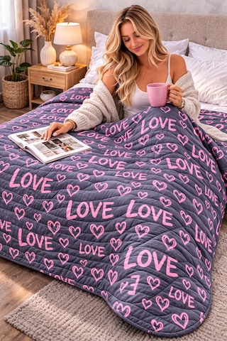 Laila Kapitone Pamuklu Çift Kişilik 200 X 230 Cm Çok Amaçlı Yatak Örtüsü / Pike Fuşya