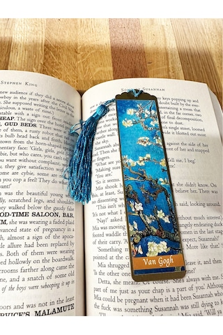 Sanatsal Tablo Temalı Metal Kitap Ayracı Van Gogh-badem Çiçekleri