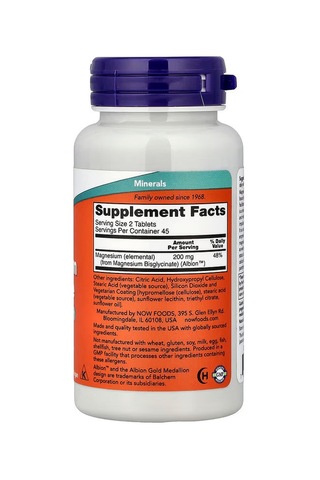 Now Foods Magnesium Glycinate 90 Tablets