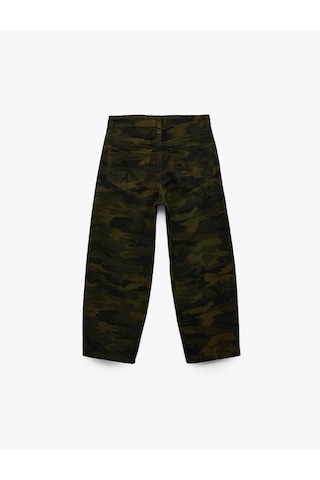 Koton Kamuflaj Desenli Cep Detaylı Pamuklu Gabardin Baggy Pantolon Haki Desenli 7wkb40048tw