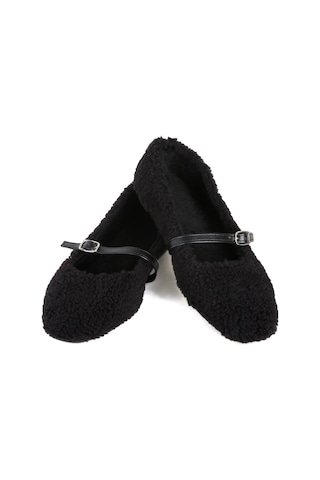 Kadın Şık Peluş Ev Ayakkabısı Babet Panduf Siyah