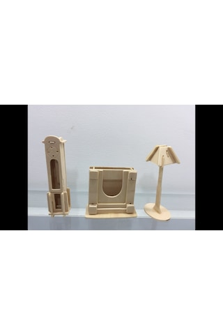 Woodcraft Ahşap Maket Saat ve Lamba Seti Maketi