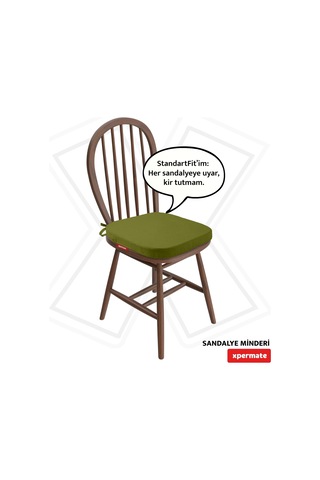 Xpermate 2'li Standartfit Oval Sandalye Minderi 42x42x5 Yeşil